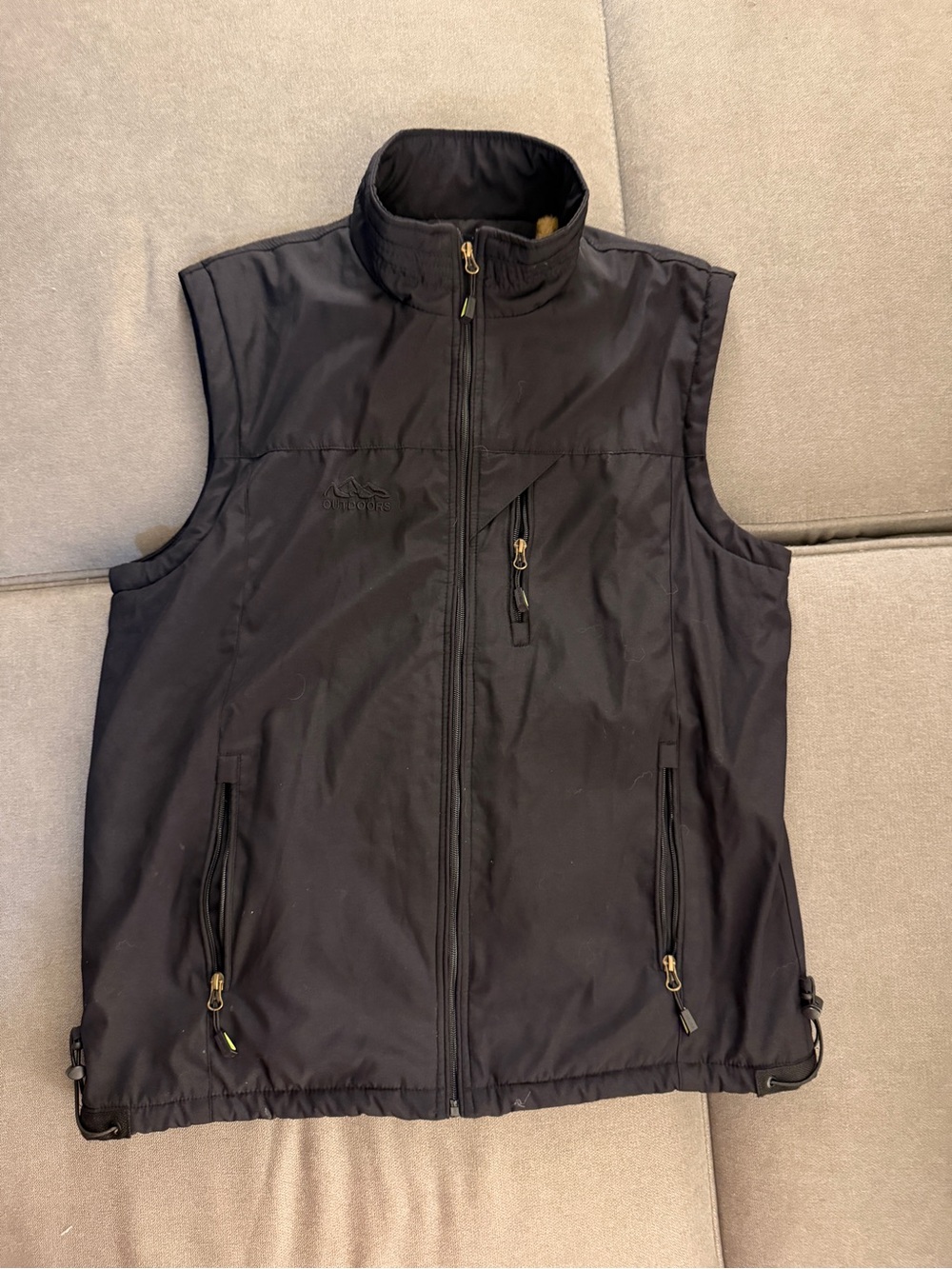 Outdoors Tribe Black Fleece Lined Full Zip Utility Vest Outdoor Hiking